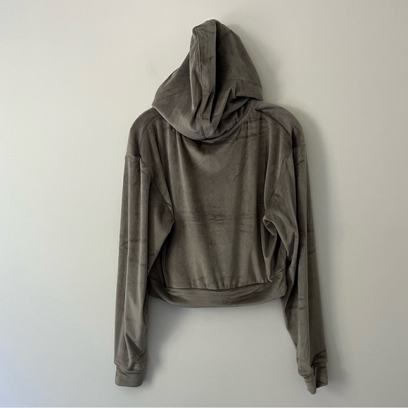 NEW Skims Smoke Gray Full Zip Velour Cropped Hoodie Jacket Large - Picture 2 of 6